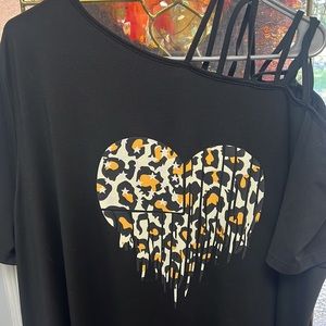 SHEIN 4XL (equates to 3XL) black dress with one cold shoulder straps & heart